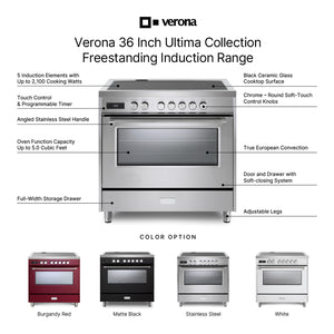 Verona VUFSIE365SS Verona Ultima 36" Induction Range - Stainless Steel