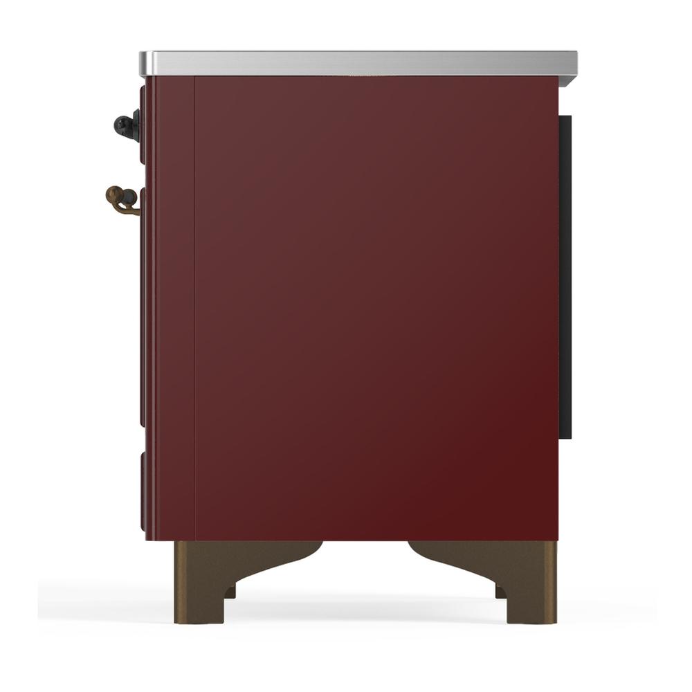 Ilve UMIB36QNR3BUB Ilve Umib36Qnr3Bub Majestic Iii 36 Inch Induction Range With 6 Elements, 3.5 Cu. Ft. Total Oven Capacity (Solid Door, Burgundy, Burnished)