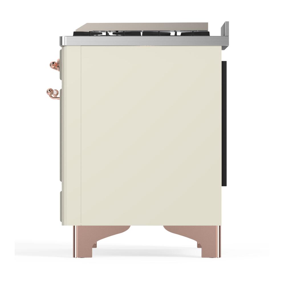 Ilve UMD40FNR3AWP Ilve Umd40Fnr3Awp Majestic Iii 40 Inch Dual Fuel Range With 6 Burners And Griddle, Dual Function Burner Up To 25,000 Btu (Natural Gas, Triple Glass Door, Antique White, Copper)