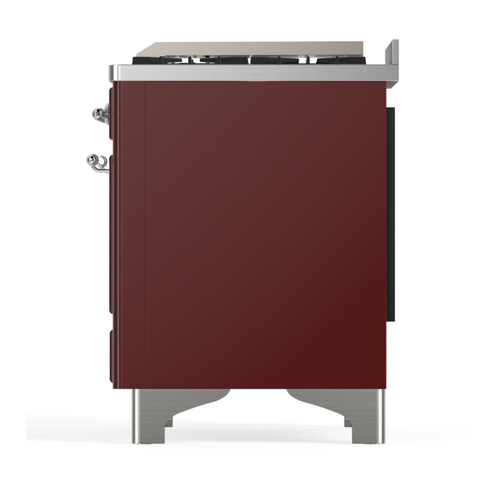 Ilve UM60FSNR3BUC Ilve Um60Fsnr3Buc Majestic Iii 60 Inch Dual Fuel Range With 7 Burners, Griddle And French Top, Dual Function Burner With Up To 25,000 Btu (Natural Gas, Triple Glass Door, Burgundy, Chrome)