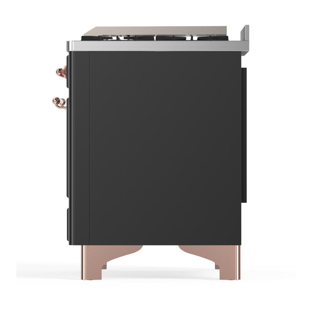 Ilve UM48FQNR3MGP Ilve Um48Fqnr3Mgp Majestic Iii 48 Inch Dual Fuel Range With 8 Burners And Griddle, Dual Function Burner Up To 25,000 Btu (Natural Gas, Solid Door, Graphite Matte, Copper)