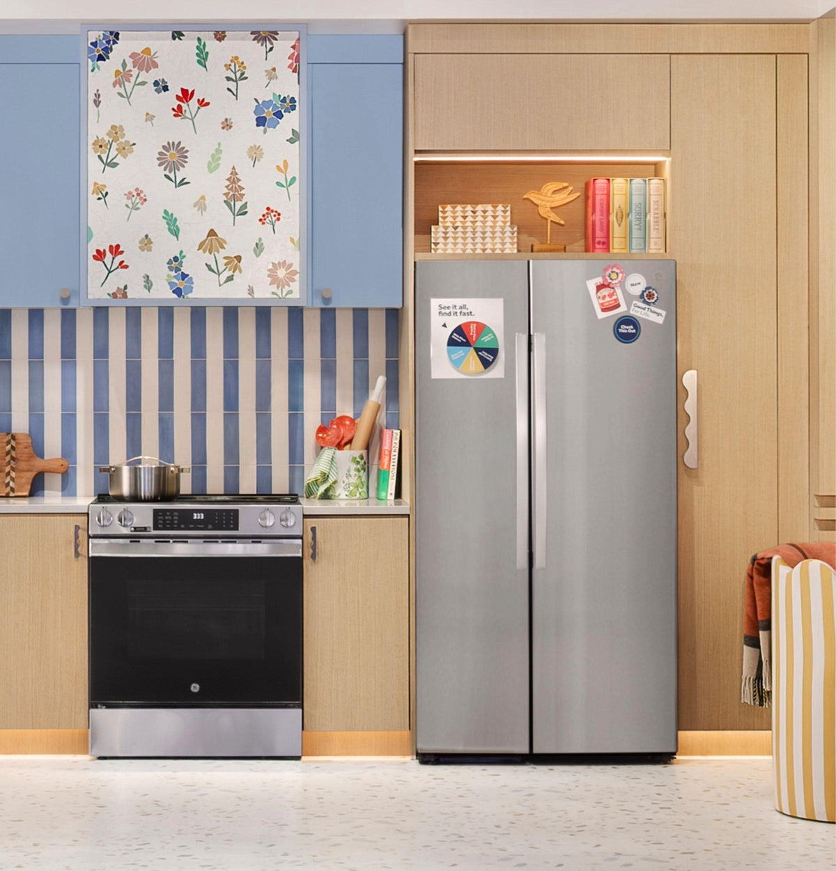 Ge Appliances GKS24NYYFS Ge® 24.2 Cu. Ft. Counter-Depth Side-By-Side Refrigerator With Internal Dispenser And In-Door Icemaker