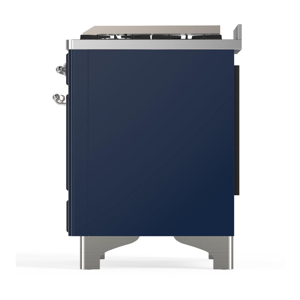 Ilve UM60FSNR3MBC Ilve Um60Fsnr3Mbc Majestic Iii 60 Inch Dual Fuel Range With 7 Burners, Griddle And French Top, Dual Function Burner With Up To 25,000 Btu (Natural Gas, Triple Glass Door, Midnight Blue, Chrome)