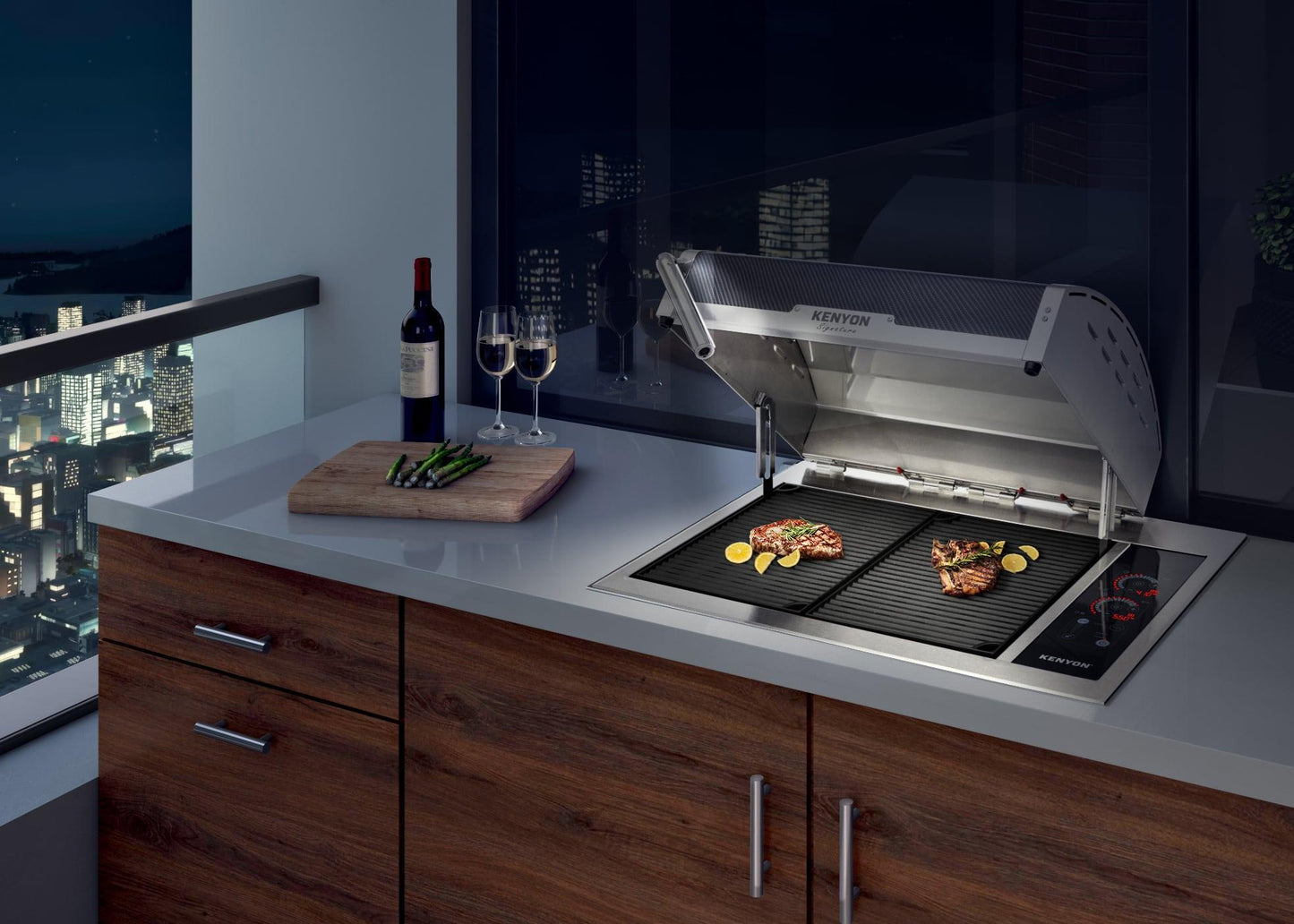 Kenyon B70429NHWCFWHITECARBONFIBERWITHLIGHTEDHANDLE Signature Grill