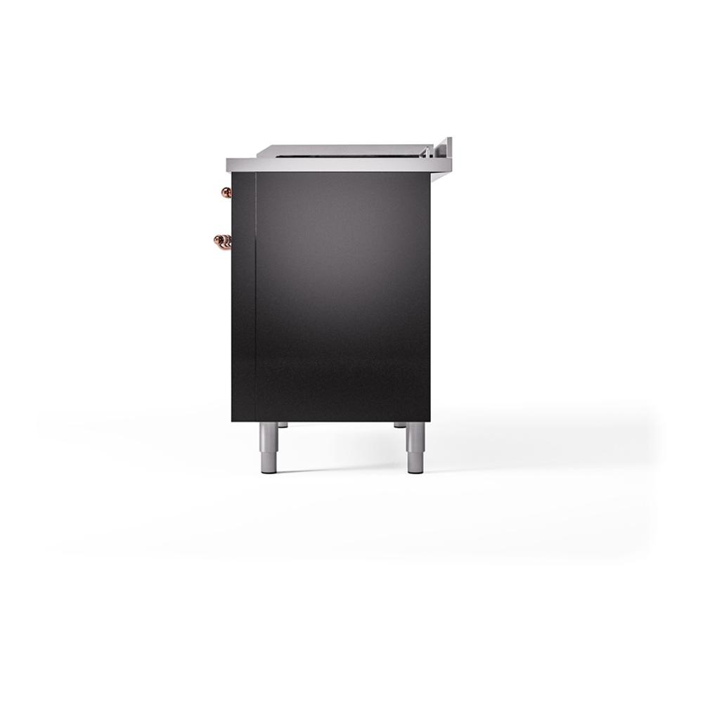 Ilve UN48FQNMPBKPLP Ilve Un48Fqnmpbkplp Nostalgie Ii Noblesse 48" Dual Fuel Range (8 Sealed Burners + Griddle, Liquid Propane, Solid Door, Glossy Black, Copper)