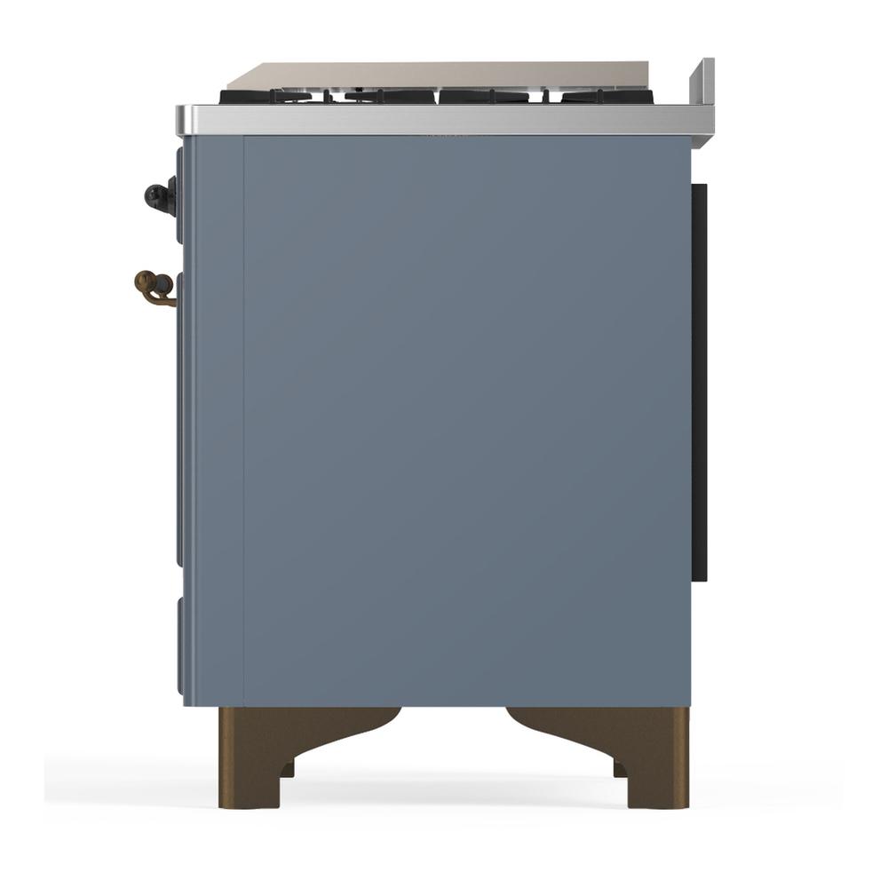 Ilve UM60FNR3BGB Ilve Um60Fnr3Bgb Majestic Iii 60 Inch Dual Fuel Range With 9 Burners And Griddle, Dual Function Burner Up To 25,000 Btu (Natural Gas, Triple Glass Door, Blue Grey, Burnished)