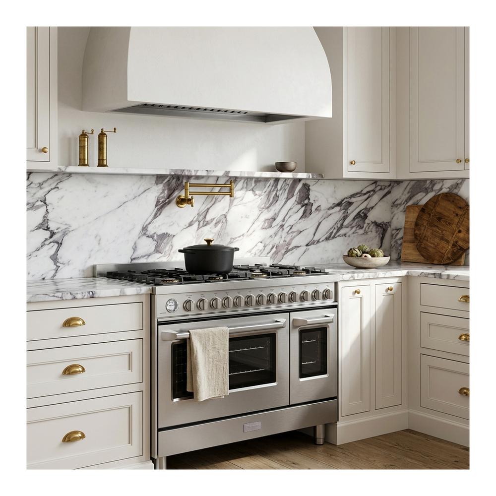 Verona VUFSGG486DSS Verona Ultima 48" Gas Range With 6 Brass Burners, Griddle In Stainless Steel