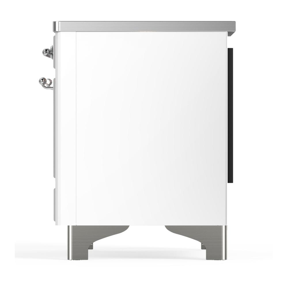Ilve UMDIB40QNR3WHC Ilve Umdib40Qnr3Whc Majestic Iii 40 Inch Induction Range With 6 Elements, 3.82 Cu. Ft. Total Oven Capacity (Solid Door, White, Chrome)