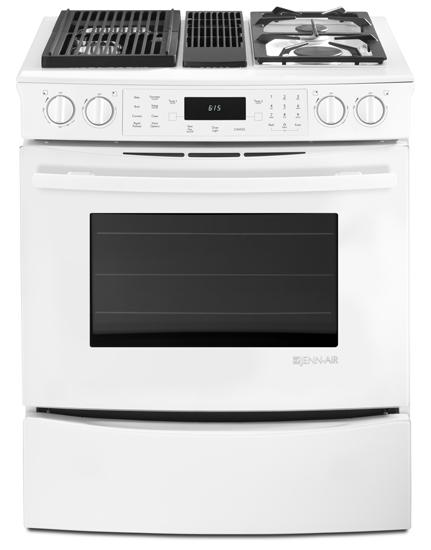 Jennair JDS9860CDW White Jenn-Air® Slide-In Modular Dual-Fuel Downdraft Range With Convection, 30"