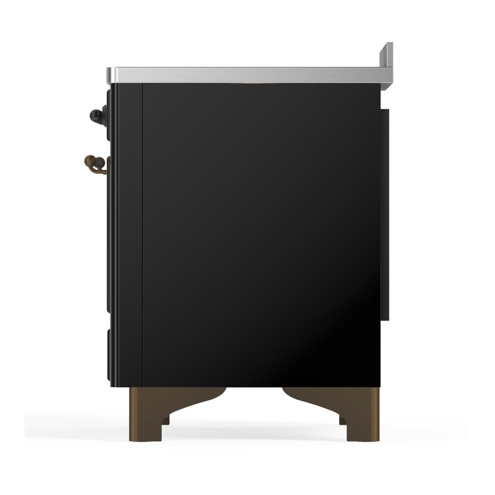 Ilve UMIB48QNR3BKB Ilve Umib48Qnr3Bkb Majestic Iii 48 Inch Induction Range With 6 Elements, 5.02 Cu. Ft. Total Oven Capacity (Solid Door, Glossy Black, Burnished)