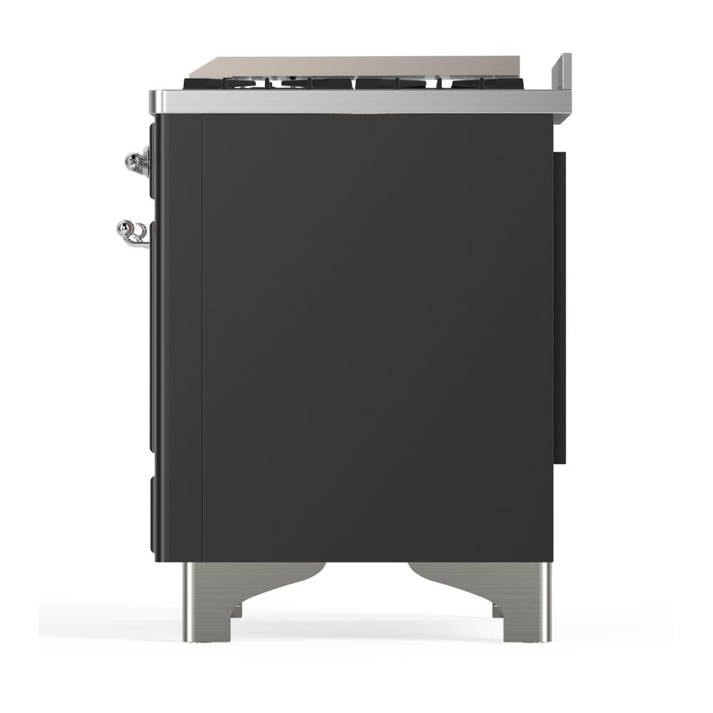 Ilve UMD40FQNR3MGCLP Ilve Umd40Fqnr3Mgclp Majestic Iii 40 Inch Dual Fuel Range With 6 Burners And Griddle, Dual Function Burner Up To 25,000 Btu (Liquid Propane, Solid Door, Graphite Matte, Chrome)