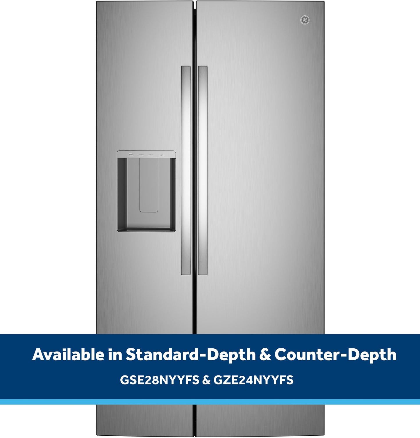 Ge Appliances GZE24NYYFS Ge® Energy Star® 23.6 Cu. Ft. Counter-Depth Side-By-Side Refrigerator With Extra Tall Dispenser And In-Door Icemaker