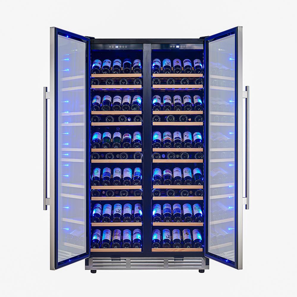 Forno FWCDR664240S Forno Vernazza 40-Inch Side-By-Side Dual Zone Wine Cellar, 25.07 Cu.Ft Capacity, Stainless Steel, Temperature Control, Uv-Protected Glass Door, Wooden Shelves