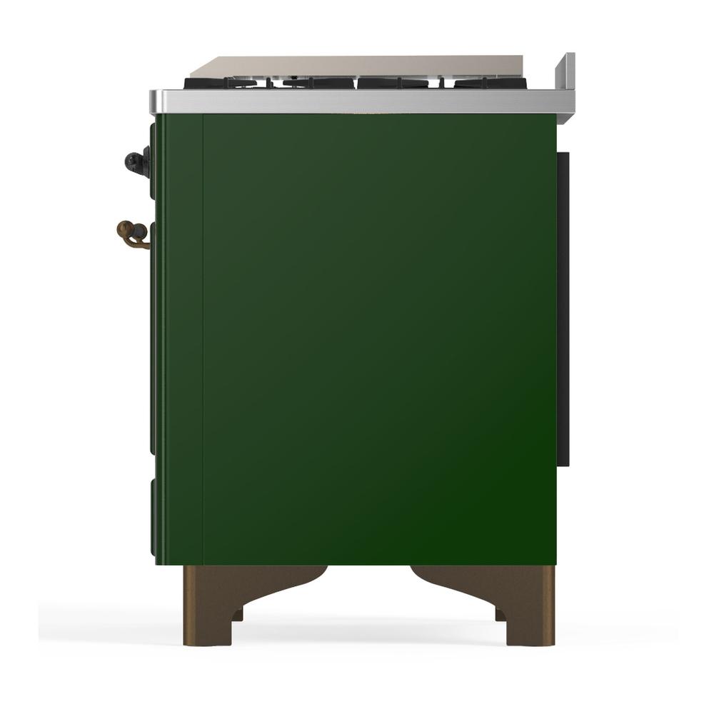 Ilve UMD40FQNR3EGB Ilve Umd40Fqnr3Egb Majestic Iii 40 Inch Dual Fuel Range With 6 Burners And Griddle, Dual Function Burner Up To 25,000 Btu (Natural Gas, Solid Door, Emerald Green, Burnished)