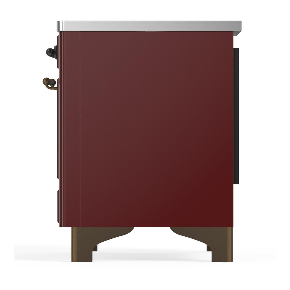 Ilve UMDIB40NR3BUB Ilve Umdib40Nr3Bub Majestic Iii 40 Inch Induction Range With 6 Elements, 3.82 Cu. Ft. Total Oven Capacity (Triple Glass Door, Burgundy, Burnished)