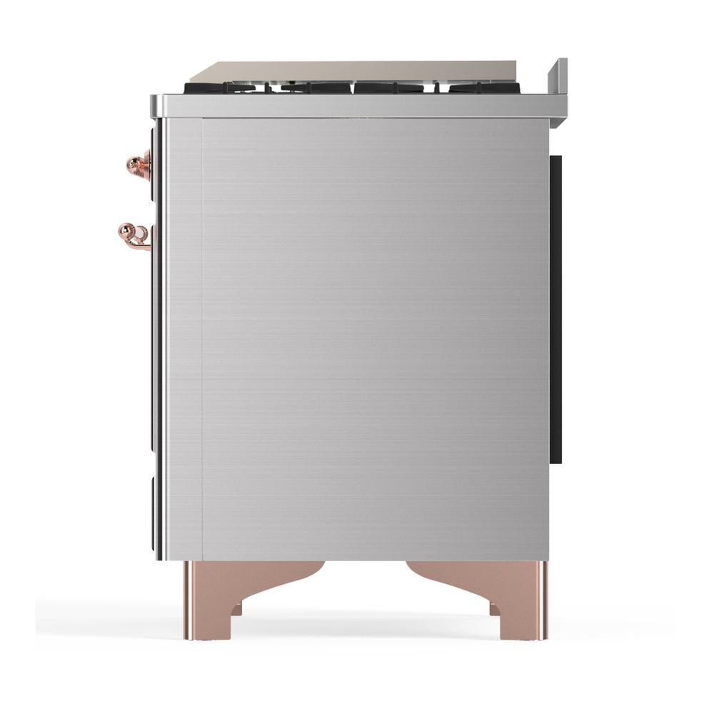 Ilve UM48FQNR3SSP Ilve Um48Fqnr3Ssp Majestic Iii 48 Inch Dual Fuel Range With 8 Burners And Griddle, Dual Function Burner Up To 25,000 Btu (Natural Gas, Solid Door, Stainless Steel, Copper)