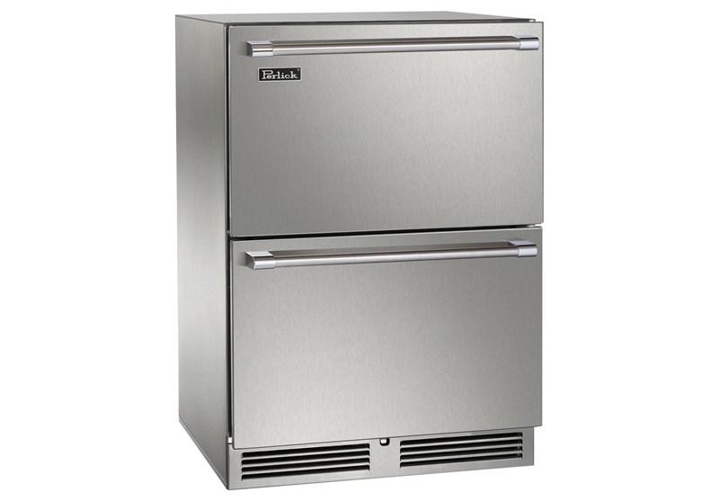 Perlick HP24ZS45DL 24" Signature Series Indoor Dual-Zone Freezer/Refrigerator Drawers, Stainless Steel, With Lock