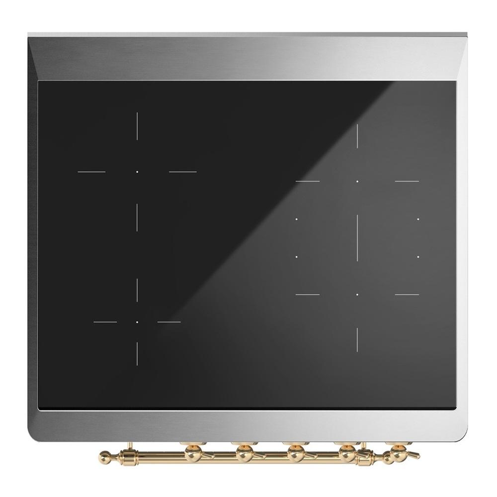 Ilve UMIB30NR3WHG Ilve Umib30Nr3Whg Majestic Iii 30 Inch Induction Range With 4 Elements, 4 Cu. Ft. Oven Capacity (Triple Glass Door, White, Brass)