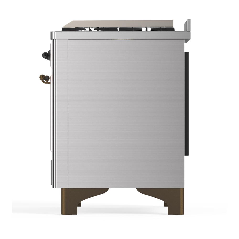 Ilve UM48FQNR3SSBLP Ilve Um48Fqnr3Ssblp Majestic Iii 48 Inch Dual Fuel Range With 8 Burners And Griddle, Dual Function Burner Up To 25,000 Btu (Liquid Propane, Solid Door, Stainless Steel, Burnished)