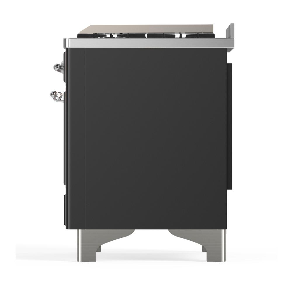 Ilve UM48FNR3MGC Ilve Um48Fnr3Mgc Majestic Iii 48 Inch Dual Fuel Range With 8 Burners And Griddle, Dual Function Burner Up To 25,000 Btu (Natural Gas, Triple Glass Door, Graphite Matte, Chrome)