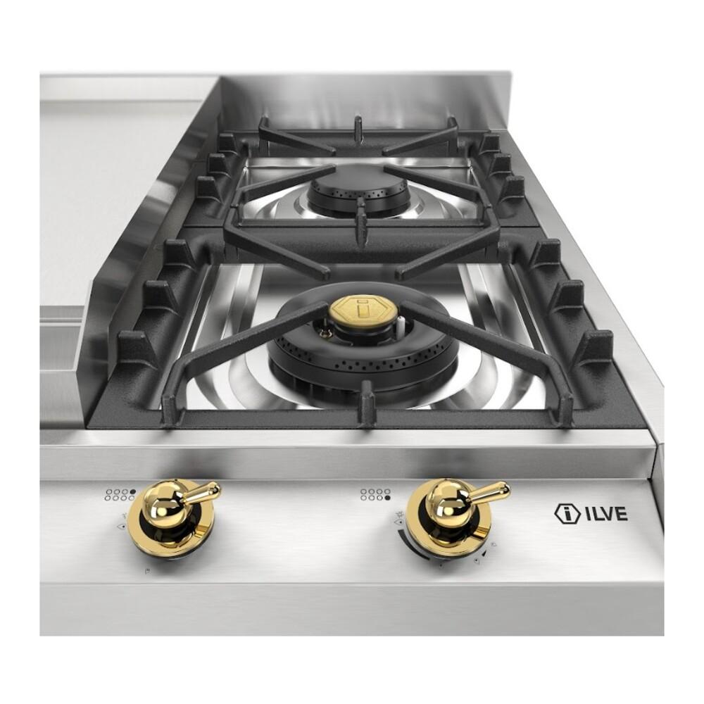 Ilve UHCP1265FNSSG Ilve Uhcp1265Fnssg Nostalgie Ii 48 Inch Built-In Gas Cooktop With 8 Burners, Griddle, In Stainless Steel (Natural Gas)