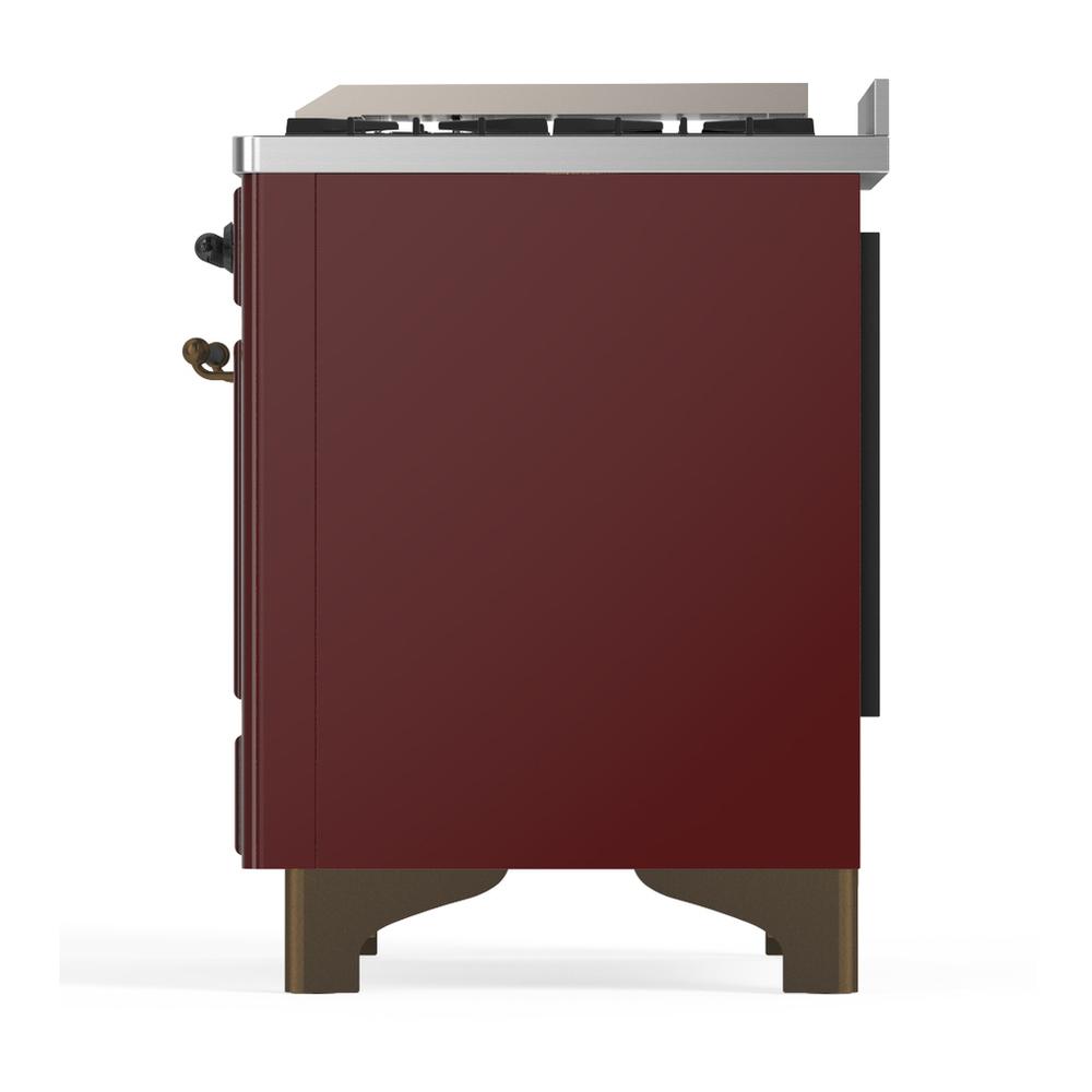 Ilve UM36FNR3BUBLP Ilve Um36Fnr3Bublp Majestic Iii 36 Inch Dual Fuel Range With 6 Black Brass Burners And Griddle, Dual Function Burner Up To 25,000 Btu (Triple Glass Door, Burgundy, Burnished, Liquid Propane)