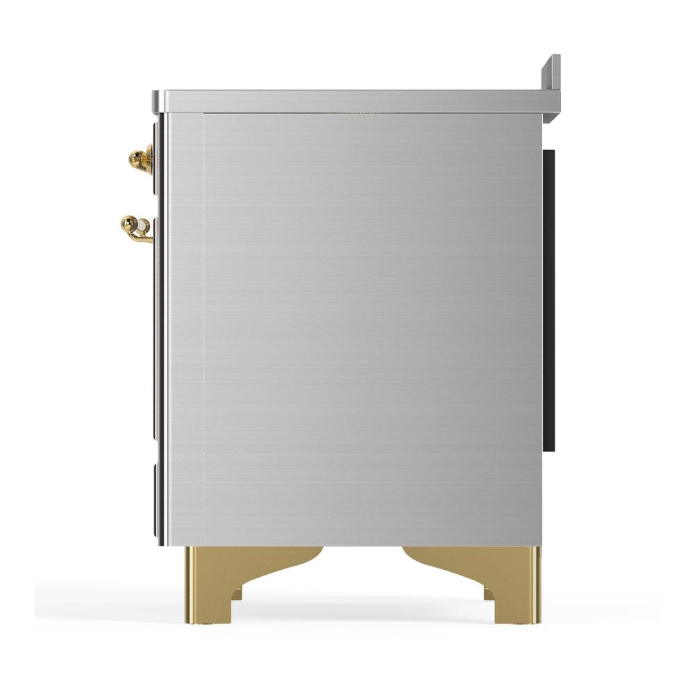 Ilve UMIB48QNR3SSG Ilve Umib48Qnr3Ssg Majestic Iii 48 Inch Induction Range With 6 Elements, 5.02 Cu. Ft. Total Oven Capacity (Solid Door, Stainless Steel, Brass)