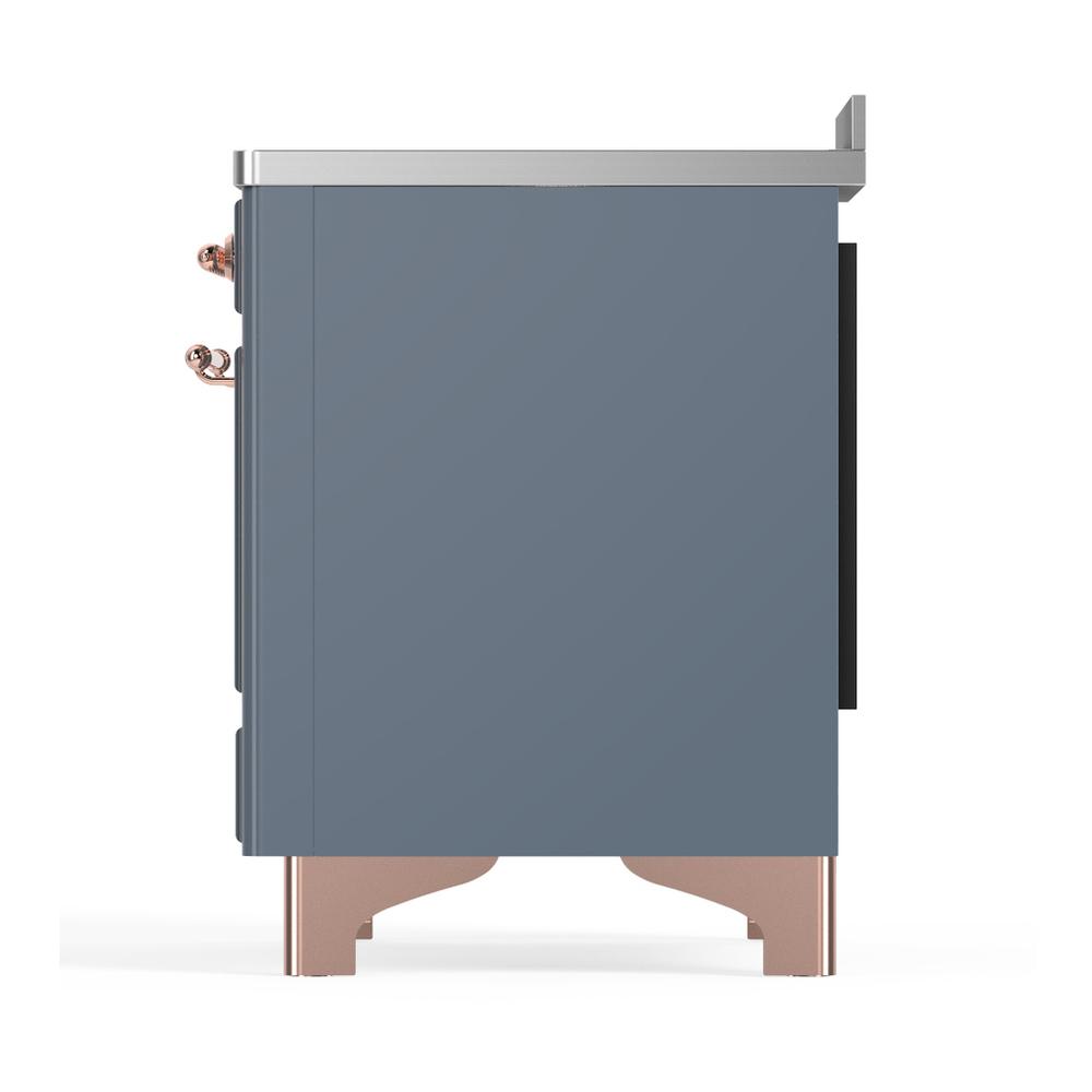 Ilve UMIB48NR3BGP Ilve Umib48Nr3Bgp Majestic Iii 48 Inch Induction Range With 6 Elements, 5.02 Cu. Ft. Total Oven Capacity (Triple Glass Door, Blue Grey, Copper)