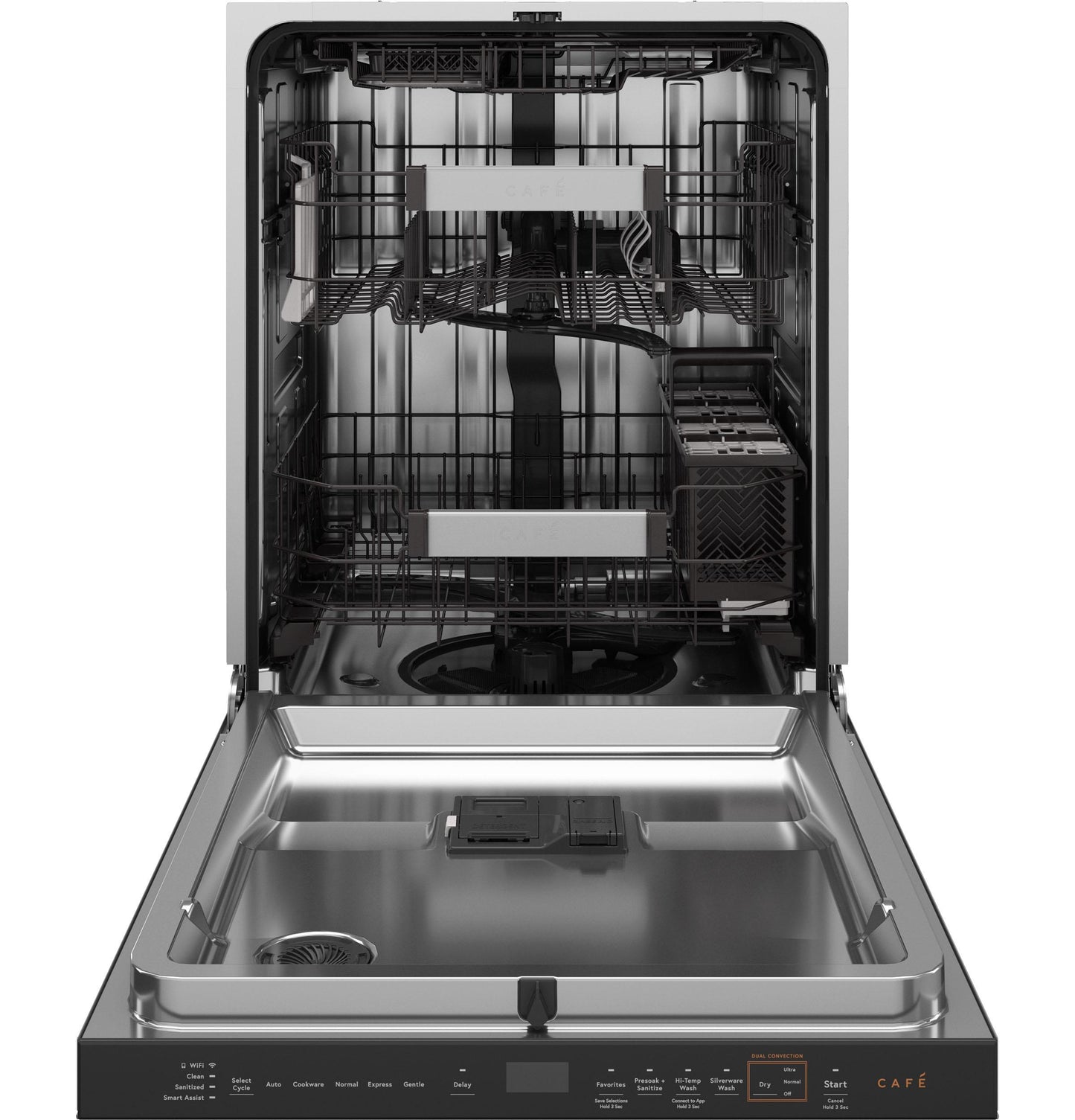 Cafe CDP888M5VS5 Café&#8482; Customfit Energy Star Stainless Interior Smart Dishwasher With Ultra Wash Top Rack And Dual Convection Ultra Dry, Led Lights, 39 Dba In Platinum Glass
