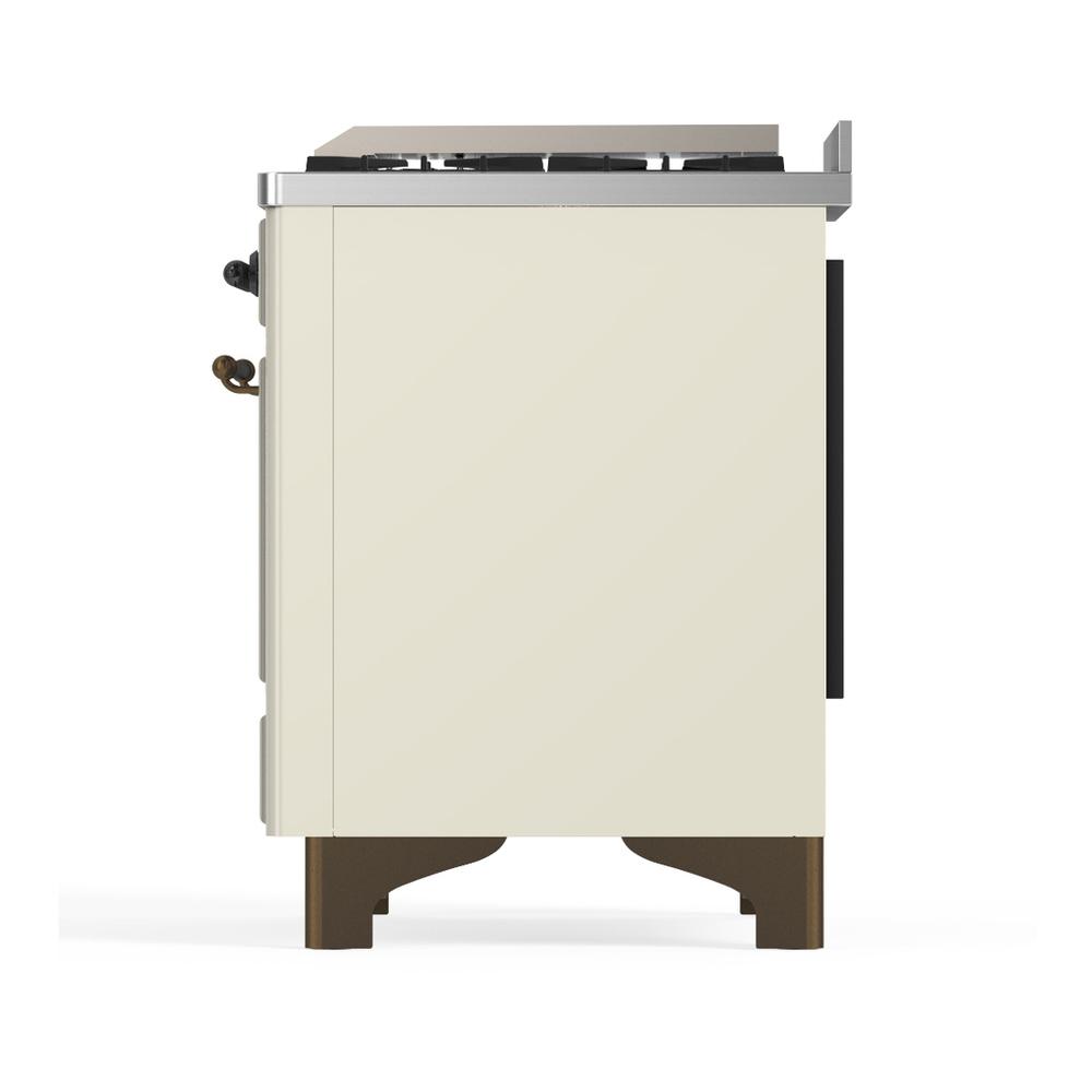 Ilve UMD40FQNR3AWB Ilve Umd40Fqnr3Awb Majestic Iii 40 Inch Dual Fuel Range With 6 Burners And Griddle, Dual Function Burner Up To 25,000 Btu (Natural Gas, Solid Door, Antique White, Burnished)