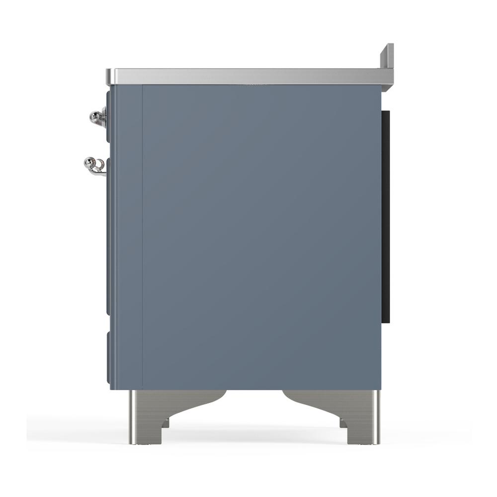 Ilve UMIB48NR3BGC Ilve Umib48Nr3Bgc Majestic Iii 48 Inch Induction Range With 6 Elements, 5.02 Cu. Ft. Total Oven Capacity (Triple Glass Door, Blue Grey, Chrome)