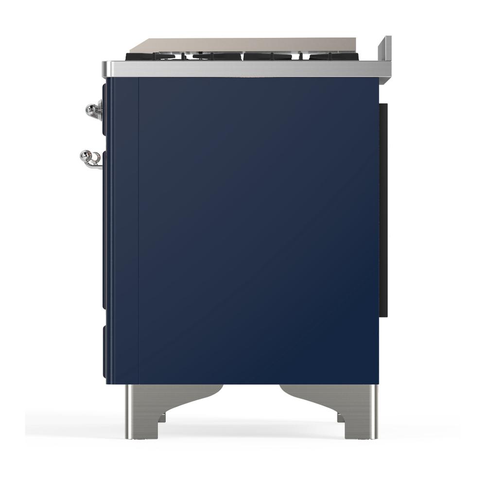 Ilve UMD40FNR3MBCLP Ilve Umd40Fnr3Mbclp Majestic Iii 40 Inch Dual Fuel Range With 6 Burners And Griddle, Dual Function Burner Up To 25,000 Btu (Liquid Propane, Triple Glass Door, Midnight Blue, Chrome)