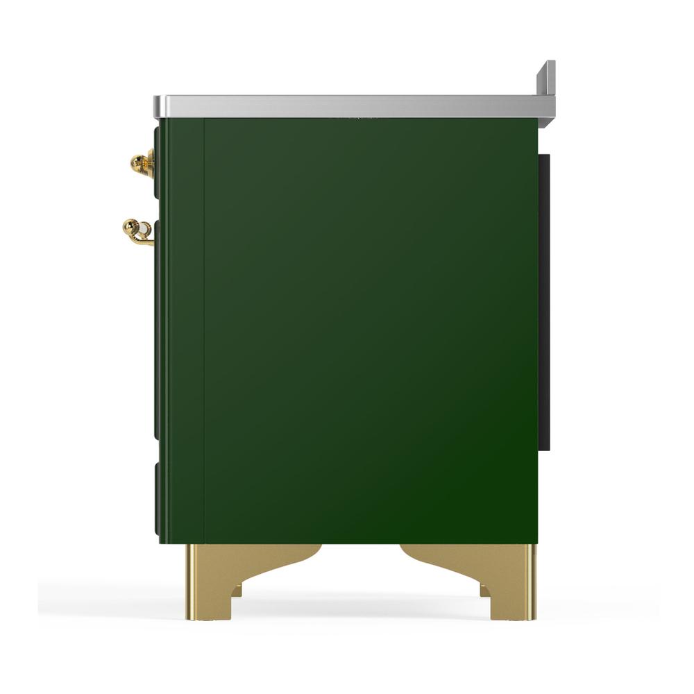 Ilve UMIB48NR3EGG Ilve Umib48Nr3Egg Majestic Iii 48 Inch Induction Range With 6 Elements, 5.02 Cu. Ft. Total Oven Capacity (Triple Glass Door, Emerald Green, Brass)