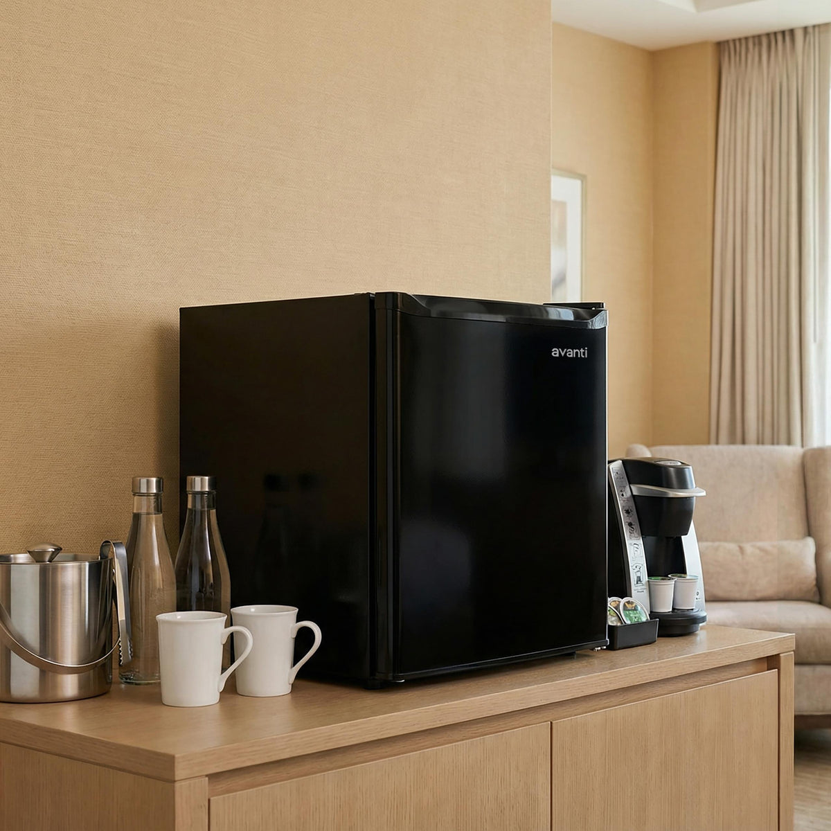Avanti AVRM16F1B Avanti 1.6 Cu. Ft. Compact Refrigerator, Mini-Fridge, In Black (Avrm16F1B)