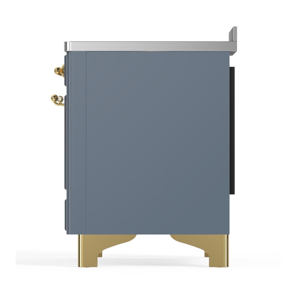 Ilve UMIB48NR3BGG Ilve Umib48Nr3Bgg Majestic Iii 48 Inch Induction Range With 6 Elements, 5.02 Cu. Ft. Total Oven Capacity (Triple Glass Door, Blue Grey, Brass)