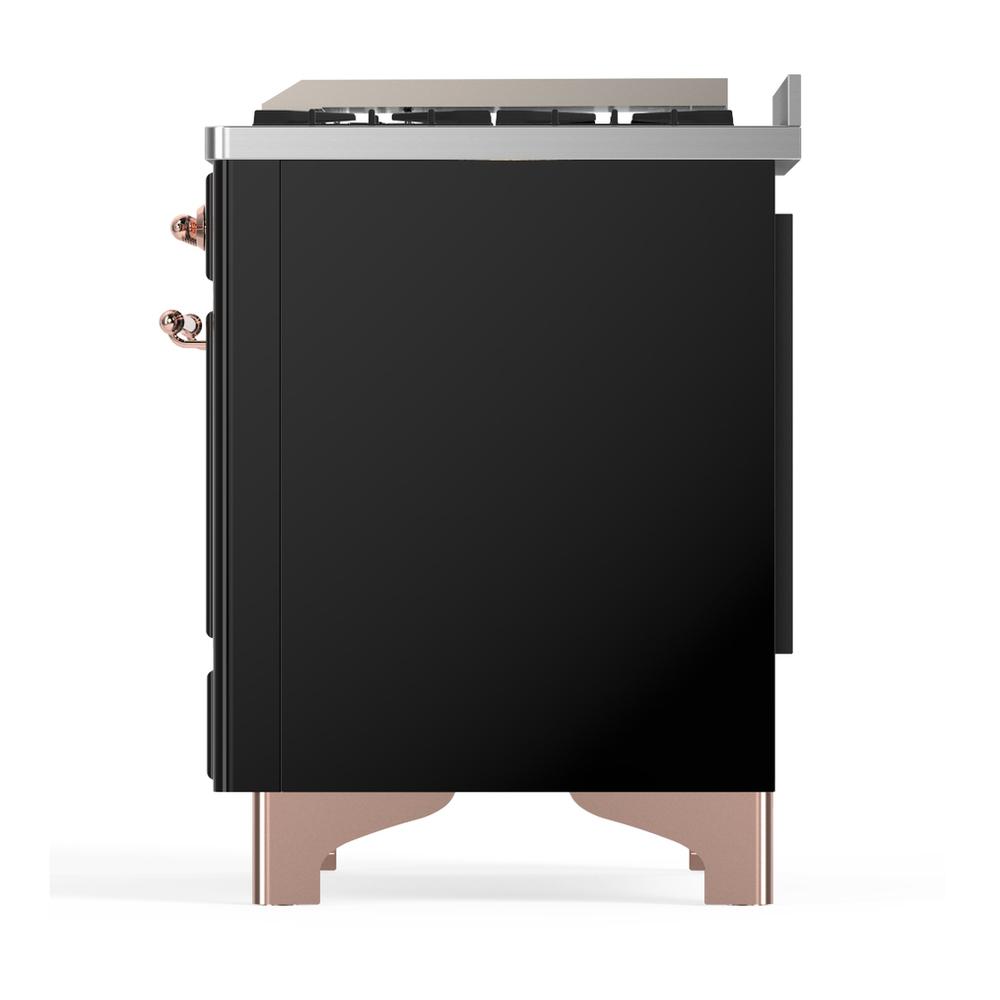 Ilve UMD40FQNR3BKP Ilve Umd40Fqnr3Bkp Majestic Iii 40 Inch Dual Fuel Range With 6 Burners And Griddle, Dual Function Burner Up To 25,000 Btu (Natural Gas, Solid Door, Glossy Black, Copper)