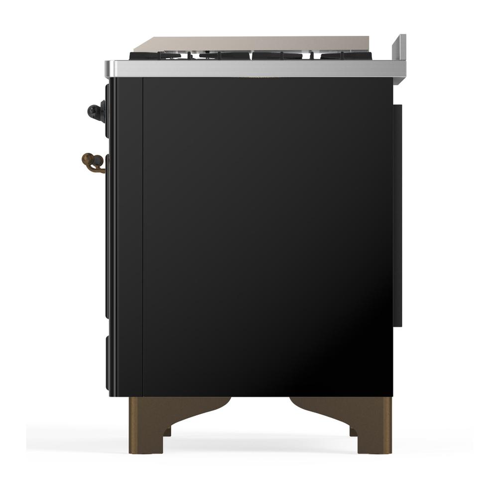Ilve UM60FQNR3BKB Ilve Um60Fqnr3Bkb Majestic Iii 60 Inch Dual Fuel Range With 9 Burners And Griddle, Dual Function Burner Up To 25,000 Btu (Natural Gas, Solid Door, Glossy Black, Burnished)