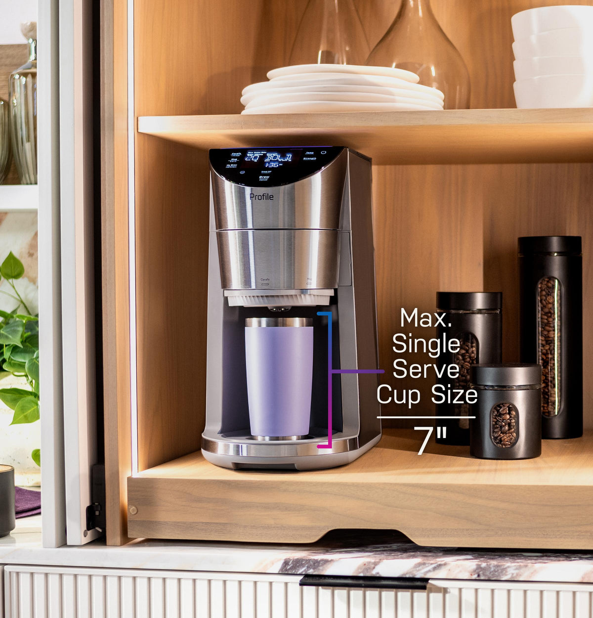Ge Appliances P7CGAAS6TBB Ge Profile™ Smart Grind And Brew Coffee Maker With Podless Single Serve
