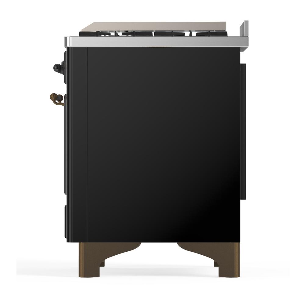 Ilve UM60FNR3BKBLP Ilve Um60Fnr3Bkblp Majestic Iii 60 Inch Dual Fuel Range With 9 Burners And Griddle, Dual Function Burner Up To 25,000 Btu (Liquid Propane, Triple Glass Door, Glossy Black, Burnished)