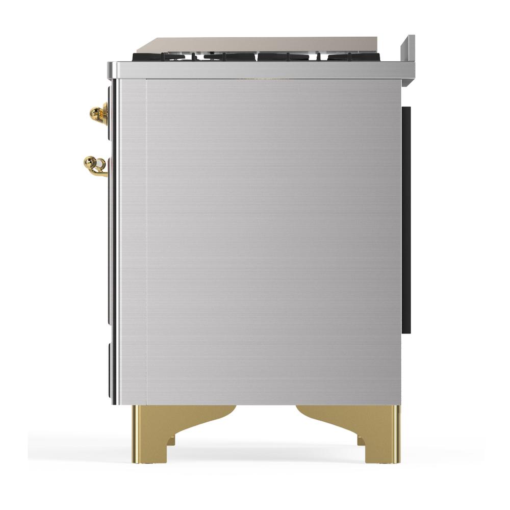 Ilve UM60FNR3SSGLP Ilve Um60Fnr3Ssglp Majestic Iii 60 Inch Dual Fuel Range With 9 Burners And Griddle, Dual Function Burner Up To 25,000 Btu (Liquid Propane, Triple Glass Door, Stainless Steel, Brass)