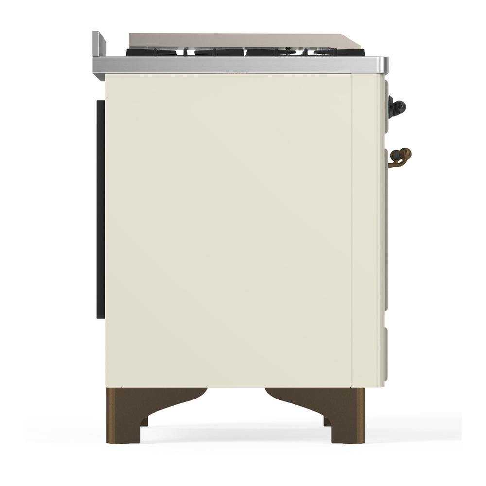 Ilve UM36FQNR3AWB Ilve Um36Fqnr3Awb Majestic Iii 36 Inch Dual Fuel Range With 6 Black Brass Burners And Griddle, Dual Function Burner Up To 25,000 Btu (Solid Door, Antique White, Burnished, Natural Gas)