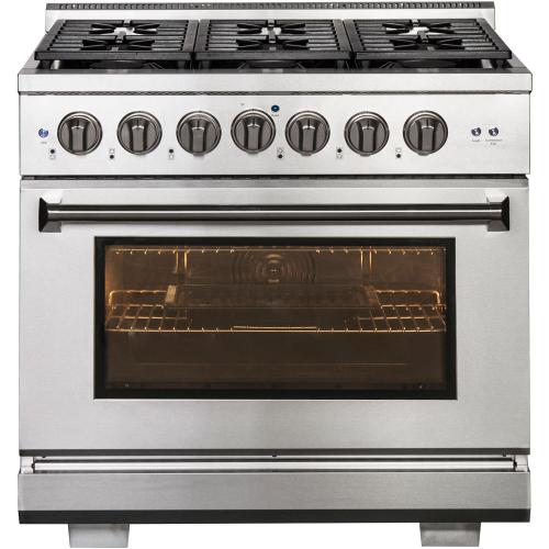 Nxr Ranges AKD3605 36-In. Culinary Series Professional Style Gas And Electric Dual Fuel Range, Stainless Steel