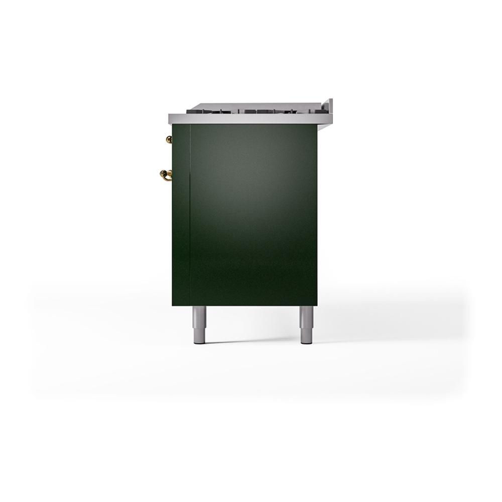 Ilve UN60FQNMPEGG Ilve Un60Fqnmpegg Nostalgie Ii Noblesse 60" Dual Fuel Range (9 Sealed Burners + Griddle, Natural Gas, Solid Door, Emerald Green, Brass)