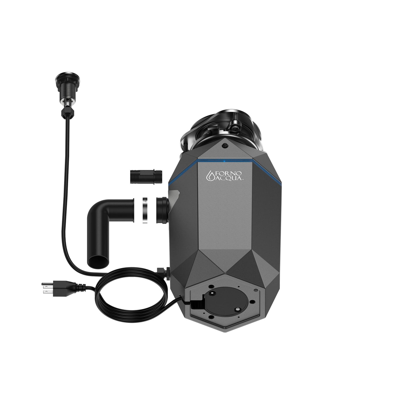 Forno WDD100TA1BO Forno Acqua Brightdiamond Black Onyx 1Hp Super Quiet Garbage Disposal Corded With Motion Sensor Cabinet Light & Pre-Wired Air Switch