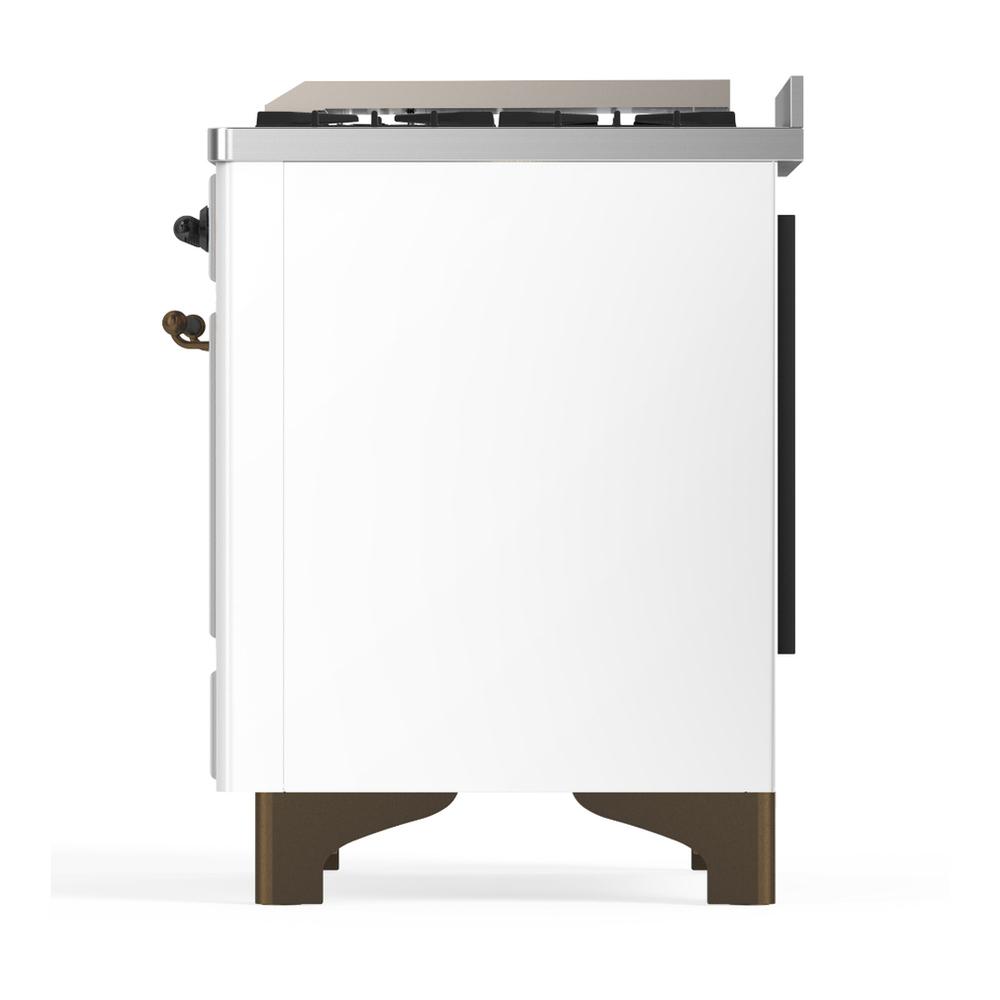 Ilve UMD40FQNR3WHBLP Ilve Umd40Fqnr3Whblp Majestic Iii 40 Inch Dual Fuel Range With 6 Burners And Griddle, Dual Function Burner Up To 25,000 Btu (Liquid Propane, Solid Door, White, Burnished)