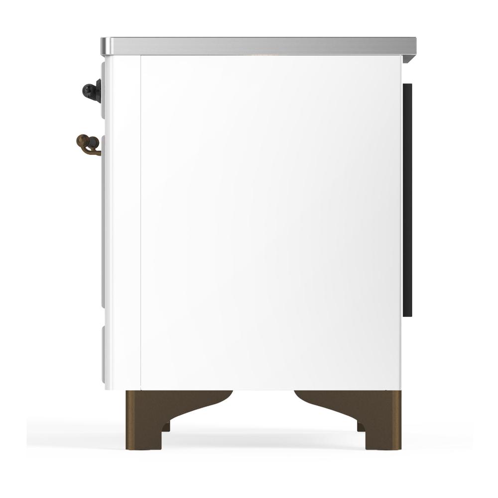 Ilve UMIB36NR3WHB Ilve Umib36Nr3Whb Majestic Iii 36 Inch Induction Range With 6 Elements, 3.5 Cu. Ft. Total Oven Capacity (Triple Glass Door, White, Burnished)