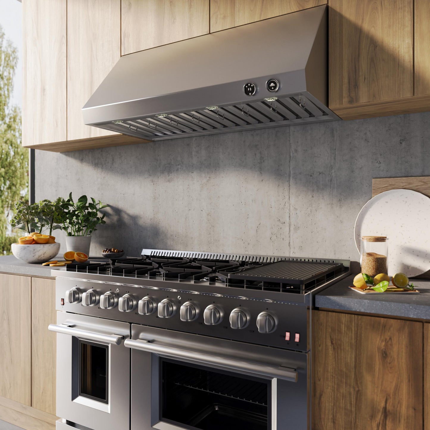 Forno FRHWM500948 Forno Biagio 48-Inch Wall Mounted Range Hood, Stainless Steel, Heavy Duty