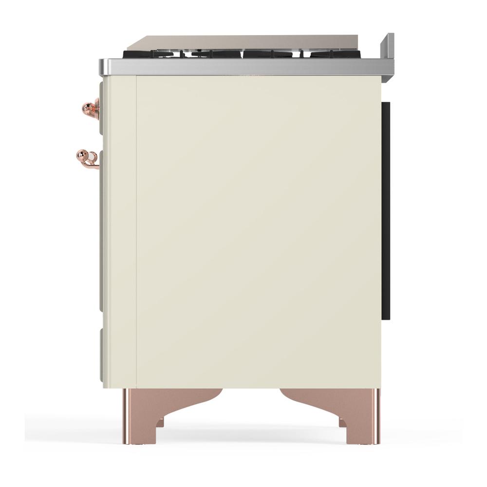 Ilve UM60FNR3AWP Ilve Um60Fnr3Awp Majestic Iii 60 Inch Dual Fuel Range With 9 Burners And Griddle, Dual Function Burner Up To 25,000 Btu (Natural Gas, Triple Glass Door, Antique White, Copper)