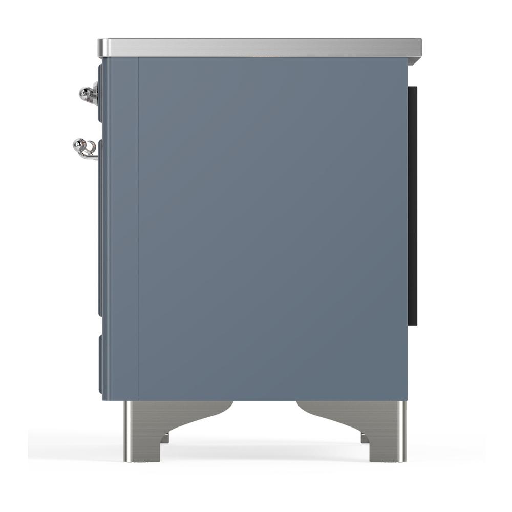Ilve UMDIB40QNR3BGC Ilve Umdib40Qnr3Bgc Majestic Iii 40 Inch Induction Range With 6 Elements, 3.82 Cu. Ft. Total Oven Capacity (Solid Door, Blue Grey, Chrome)