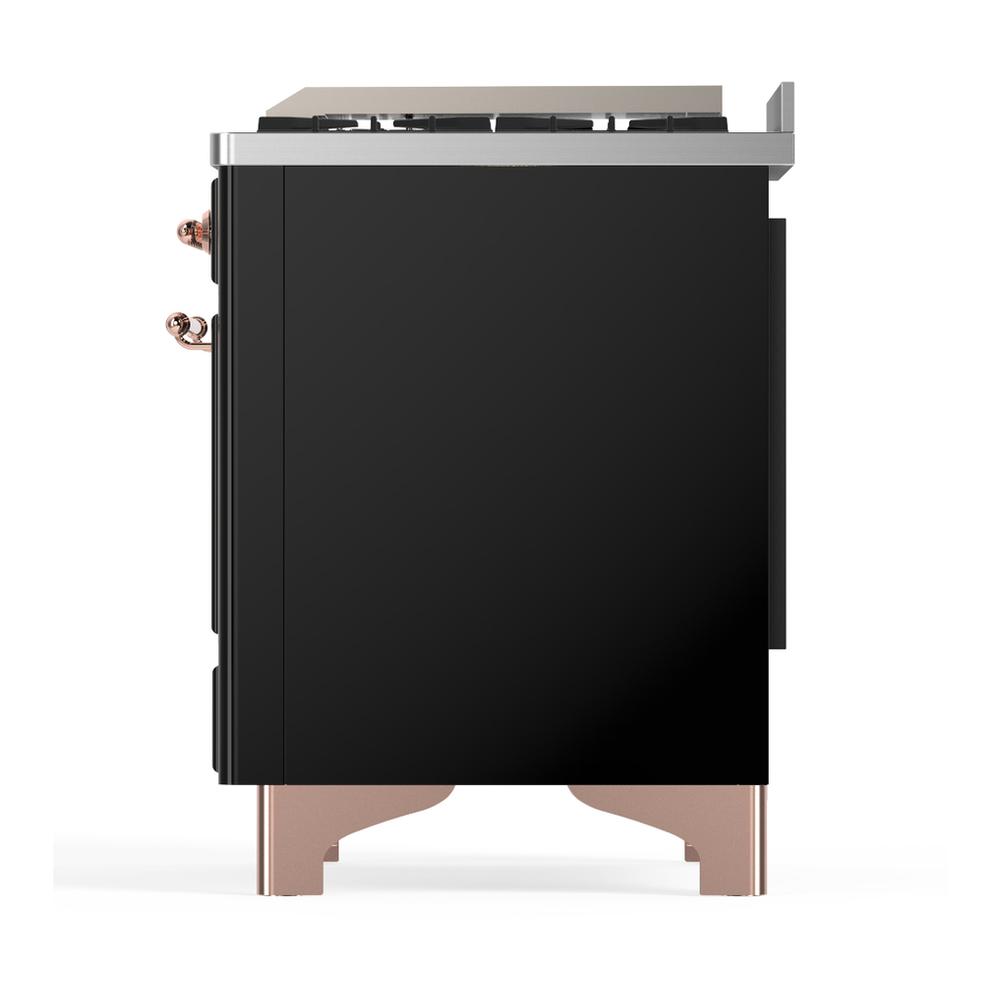 Ilve UM60FSNR3BKPLP Ilve Um60Fsnr3Bkplp Majestic Iii 60 Inch Dual Fuel Range With 7 Burners, Griddle And French Top, Dual Function Burner With Up To 25,000 Btu (Liquid Propane, Triple Glass Door, Glossy Black, Copper)